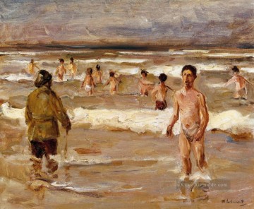 Kinder baden im Meer 1899 Max Liebermann deutscher Impressionismus Ölgemälde